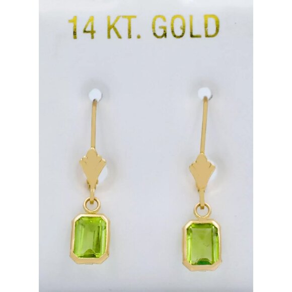 Genuine 2.28 Cts Peridot Dangling Earrings 14k Gold